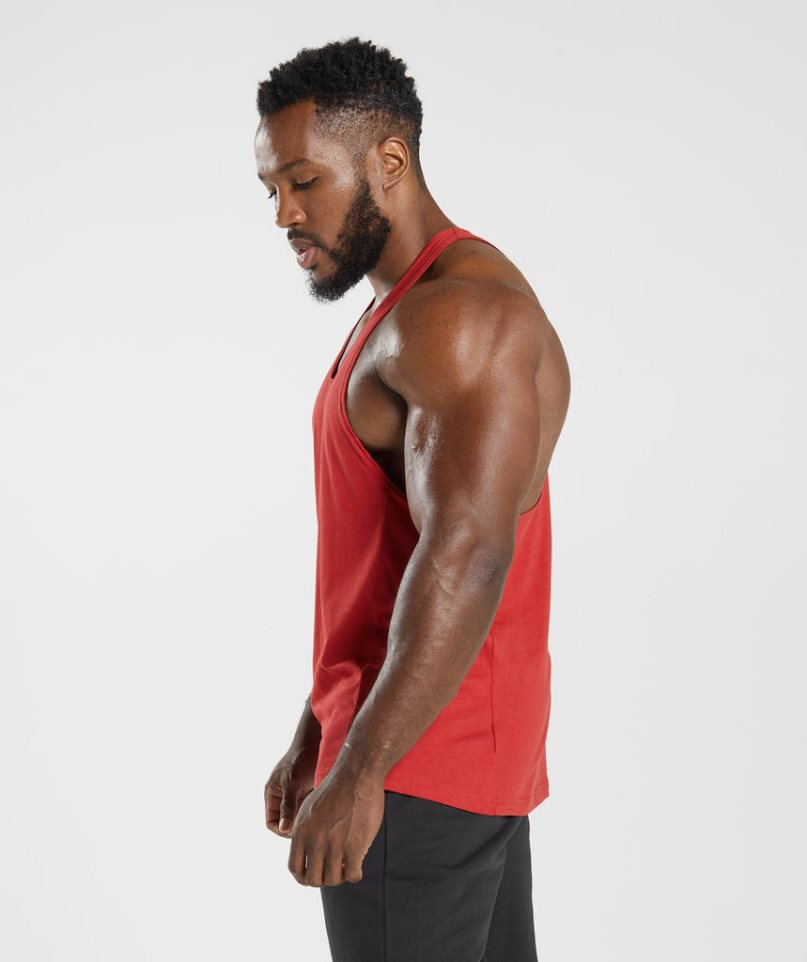 Men's Gymshark React Stringer Tanks Red | CA 7035NA